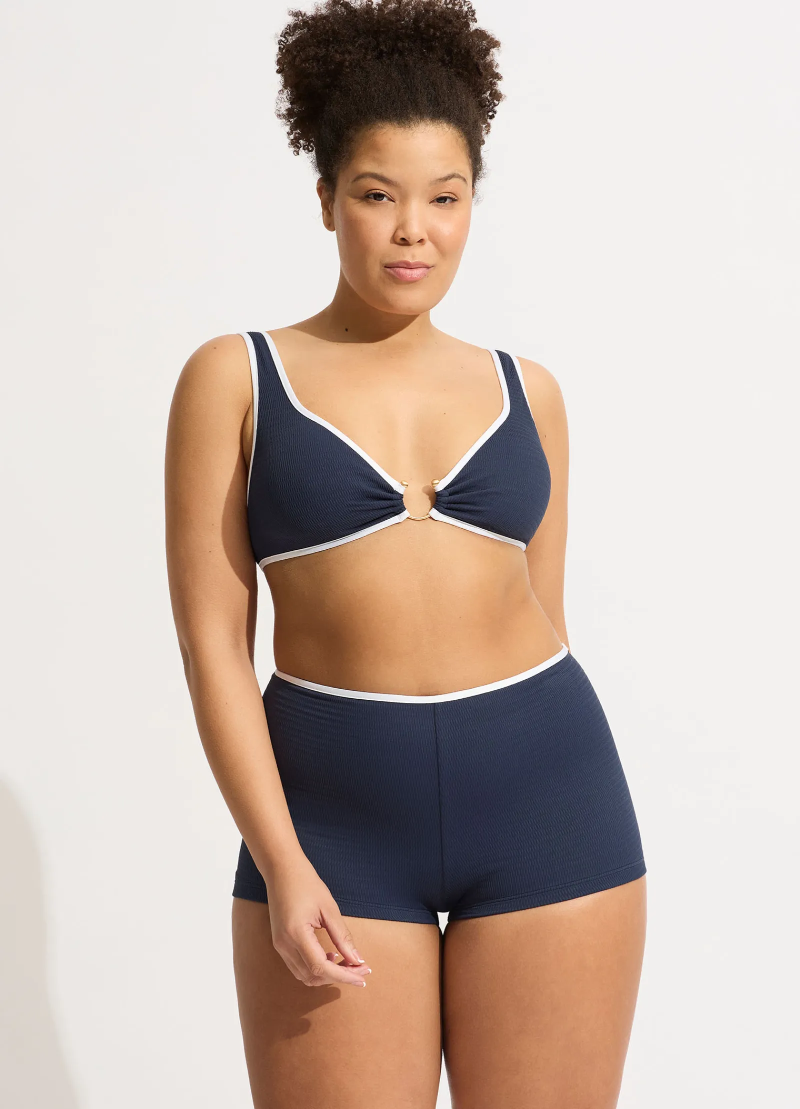 Seafolly Beach Bound Boyleg Bikini Bottom - True Navy