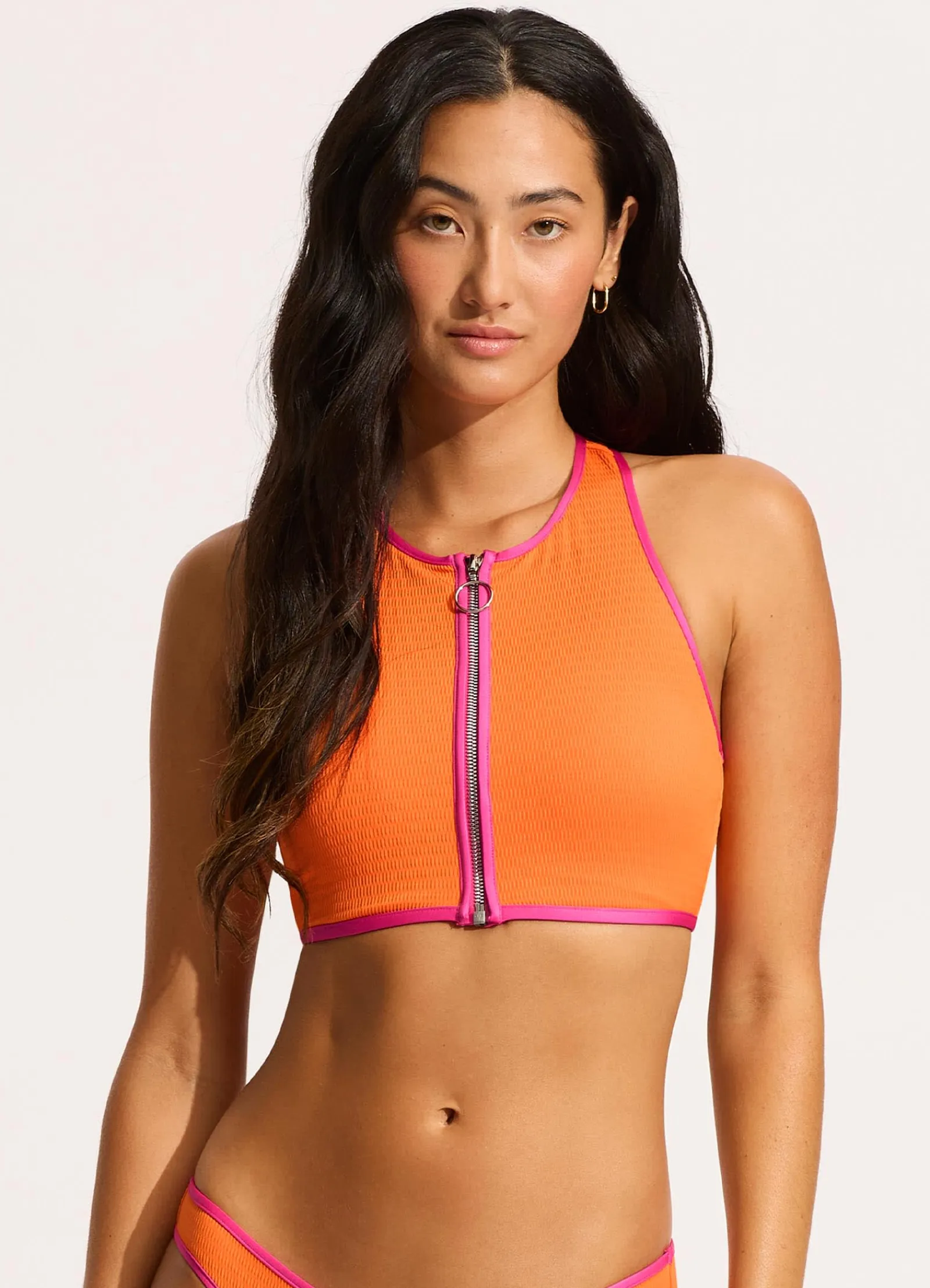 Seafolly Beach Bound Zip Front Tank Bikini Top -