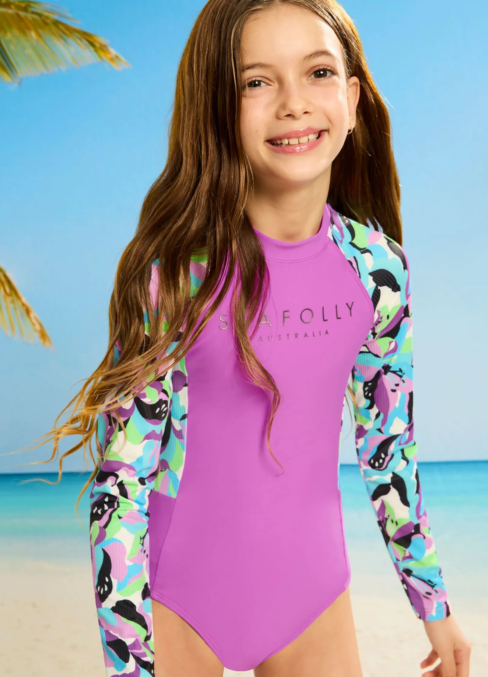 Seafolly Carnivale Girls Zip Back Paddlesuit -