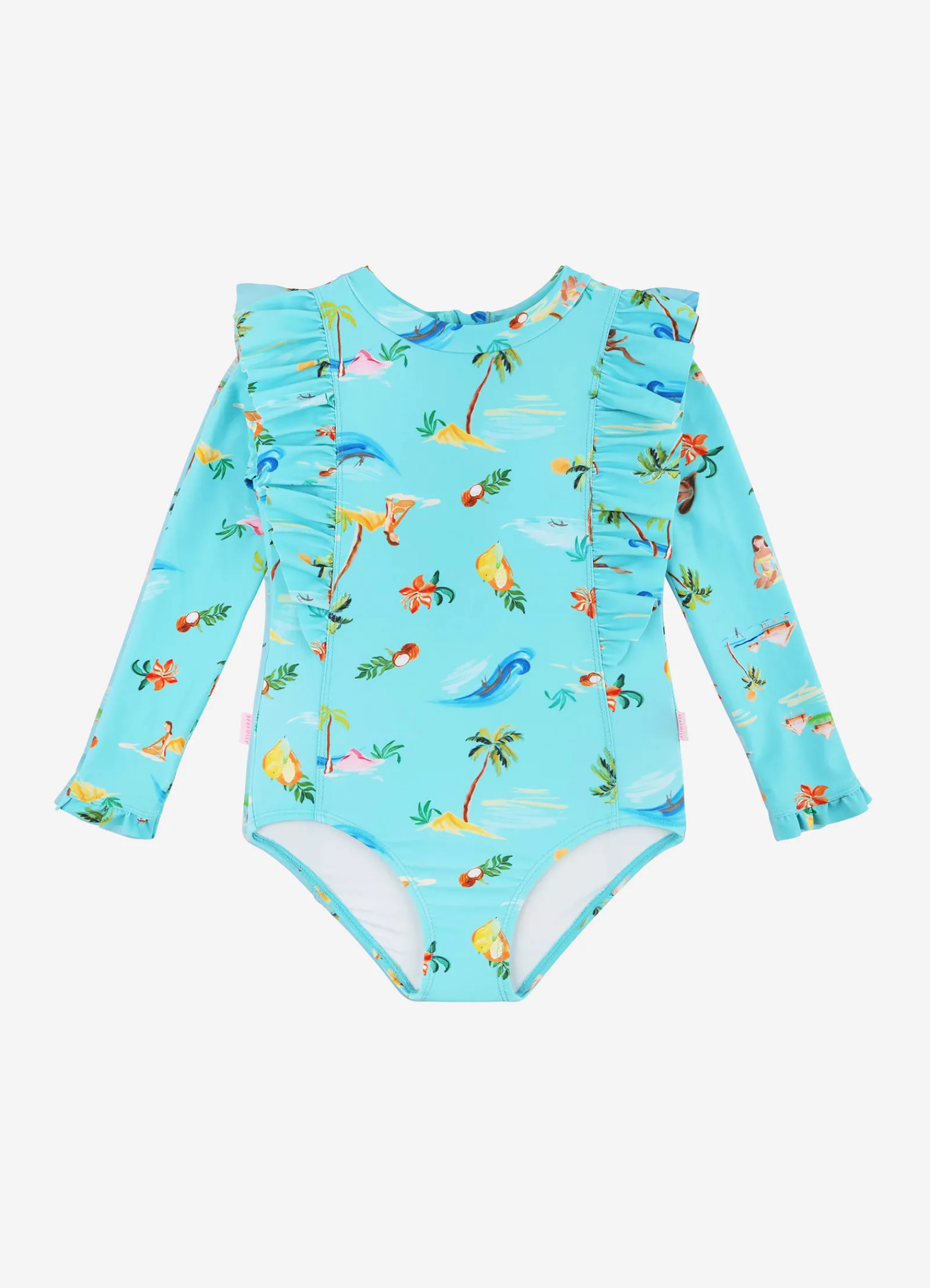 Seafolly Isla Palm Frill Paddlesuit - Isla Palm Blue