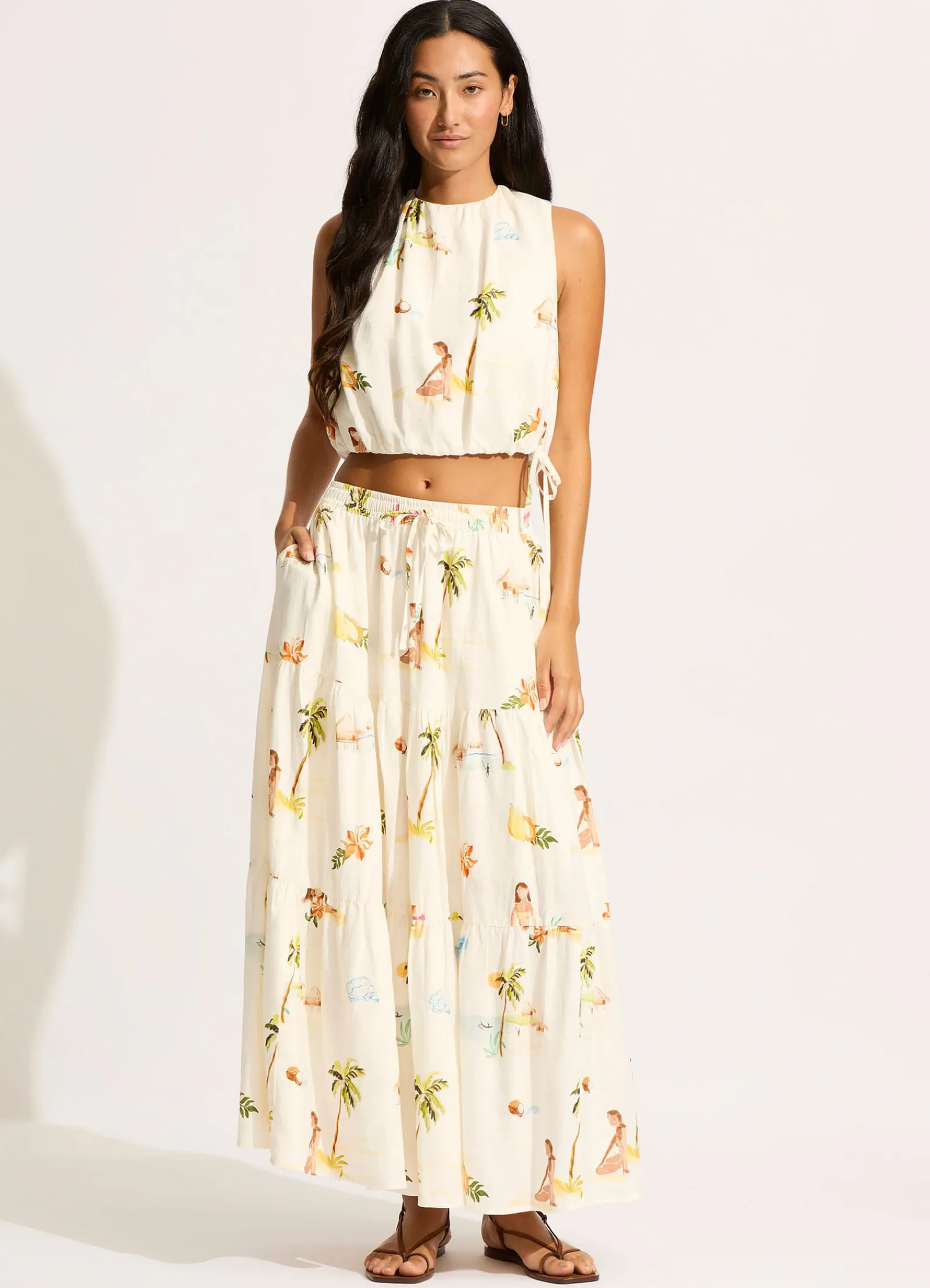 Seafolly Isla Palm Tiered Maxi Skirt -