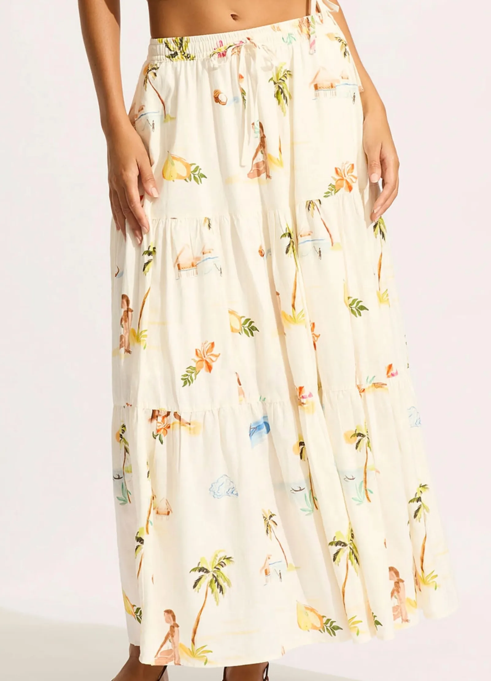 Seafolly Isla Palm Tiered Maxi Skirt -