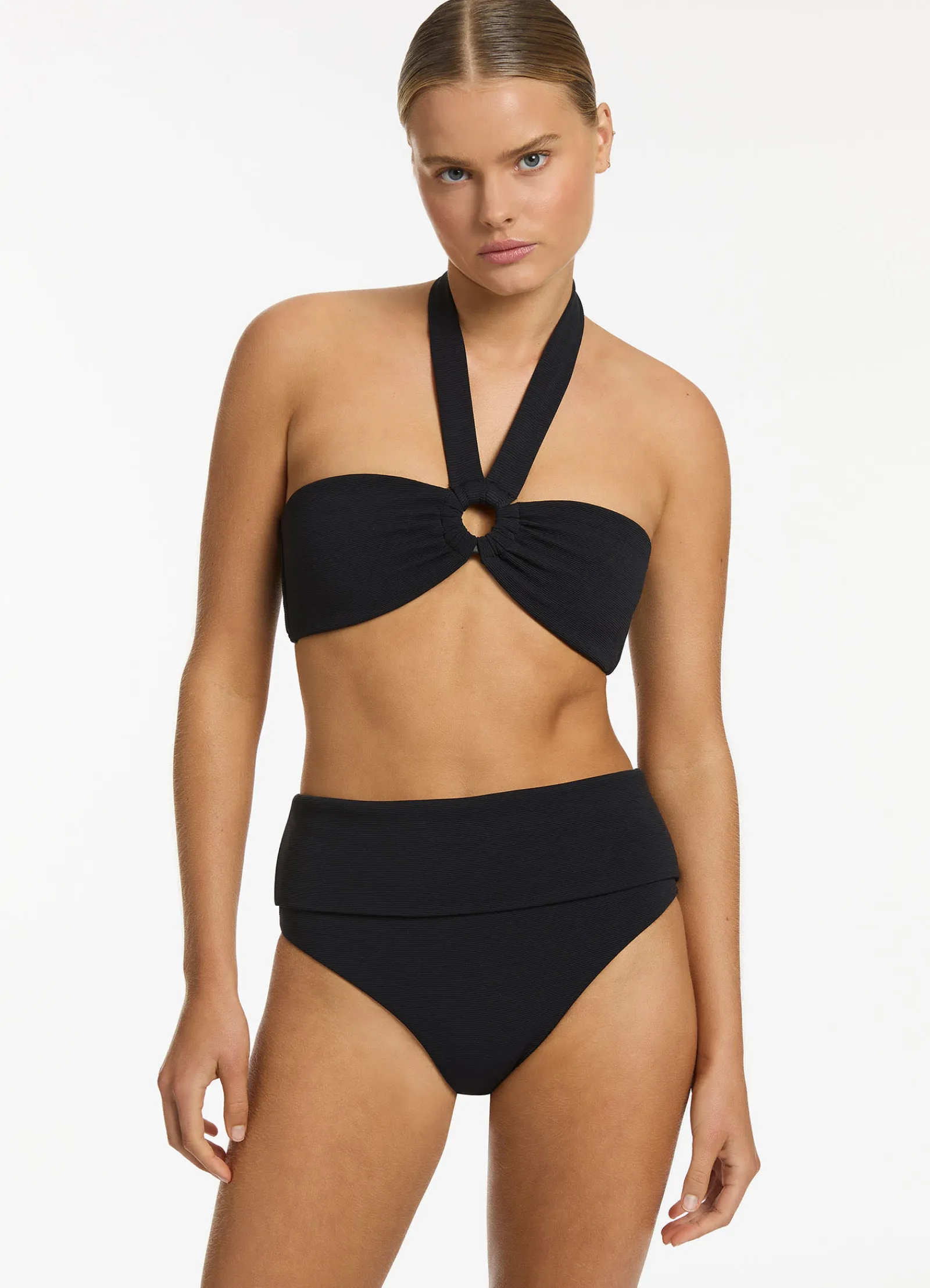 Seafolly Isla Rib Bandeau Bikini Halter Top -