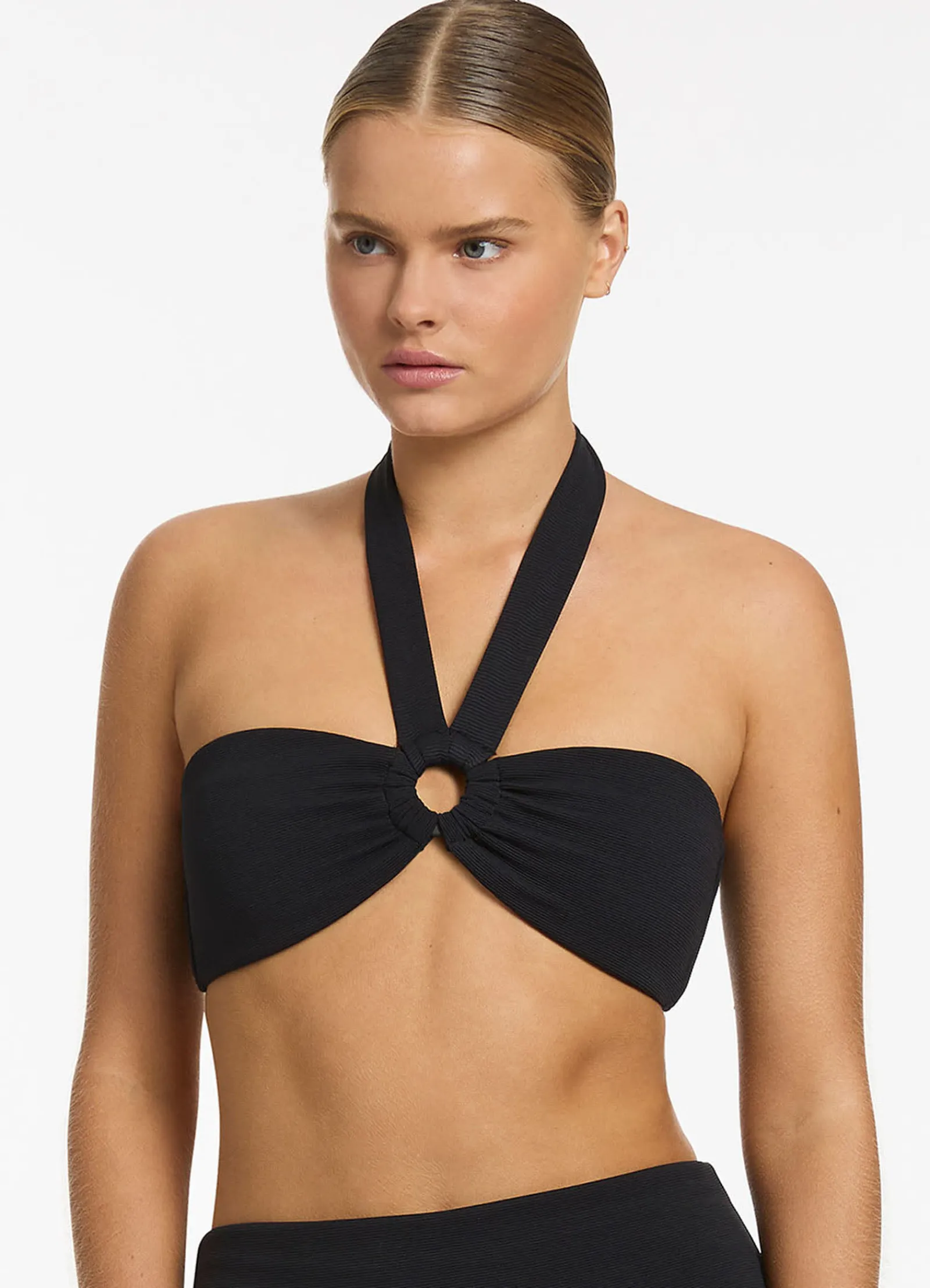 Seafolly Isla Rib Bandeau Bikini Halter Top -