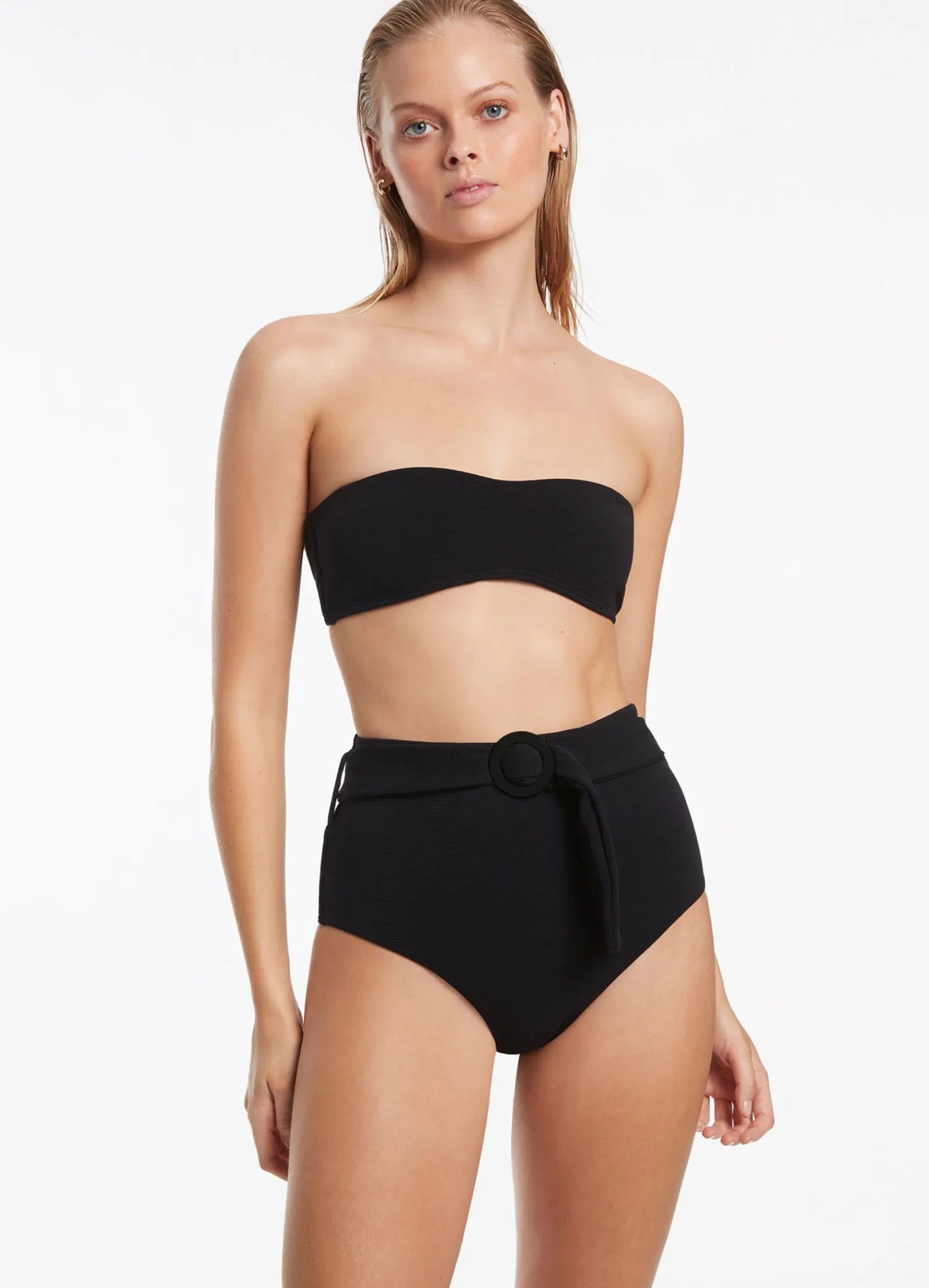 Seafolly Isla Rib Belted High Waisted Bikini Bottom -