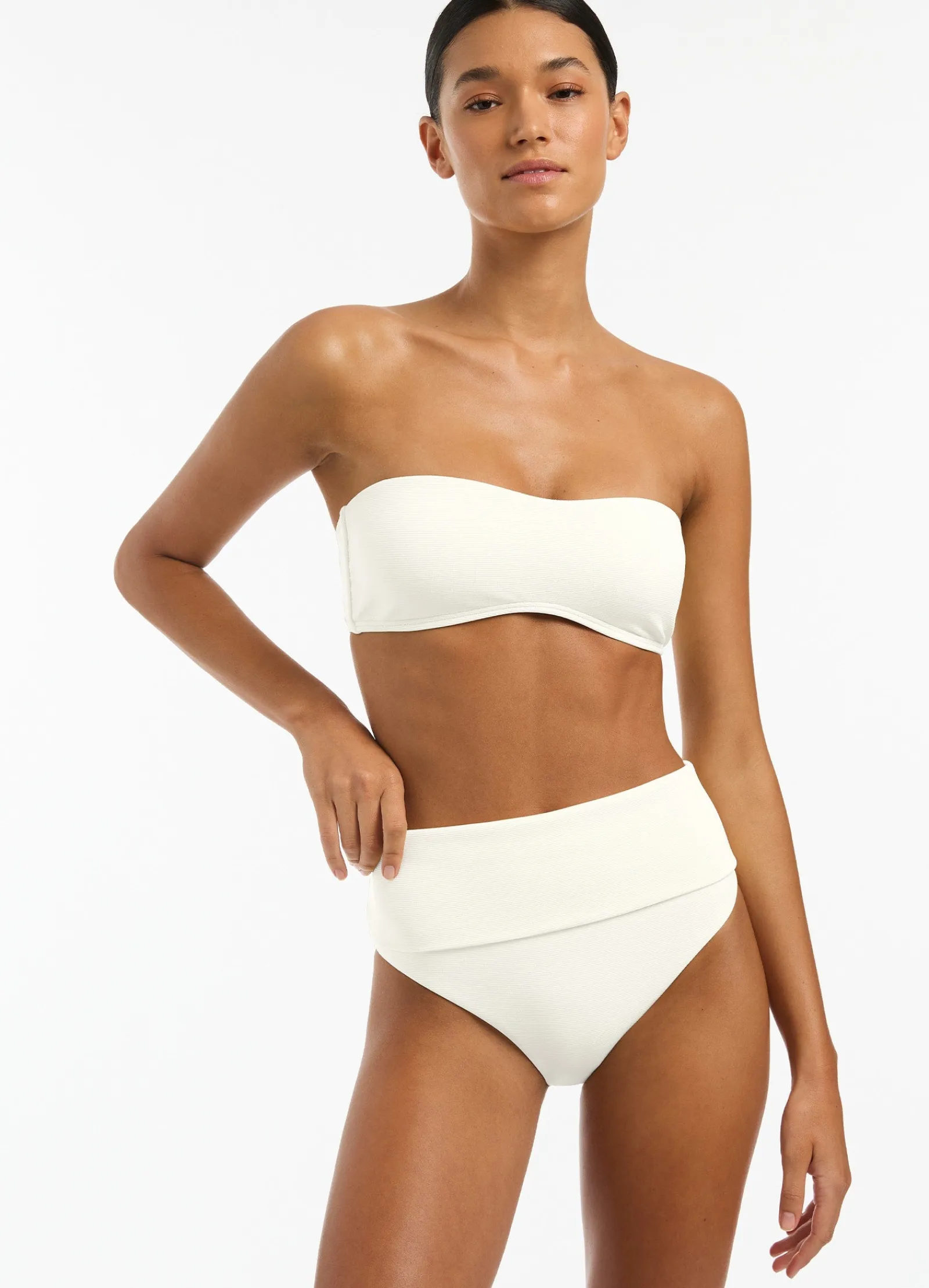 Seafolly Isla Rib Fold Down High Waisted Bikini Bottom -