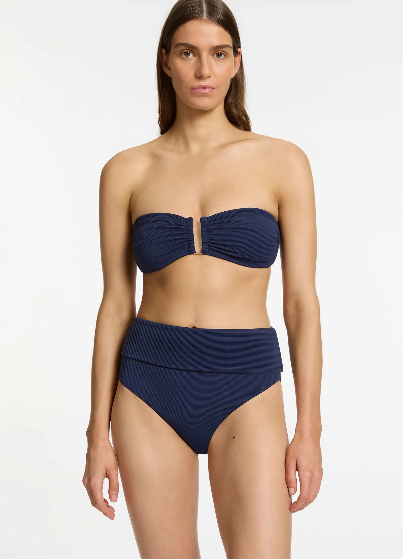 Seafolly Isla Rib Fold Down High Waisted Bikini Bottom -