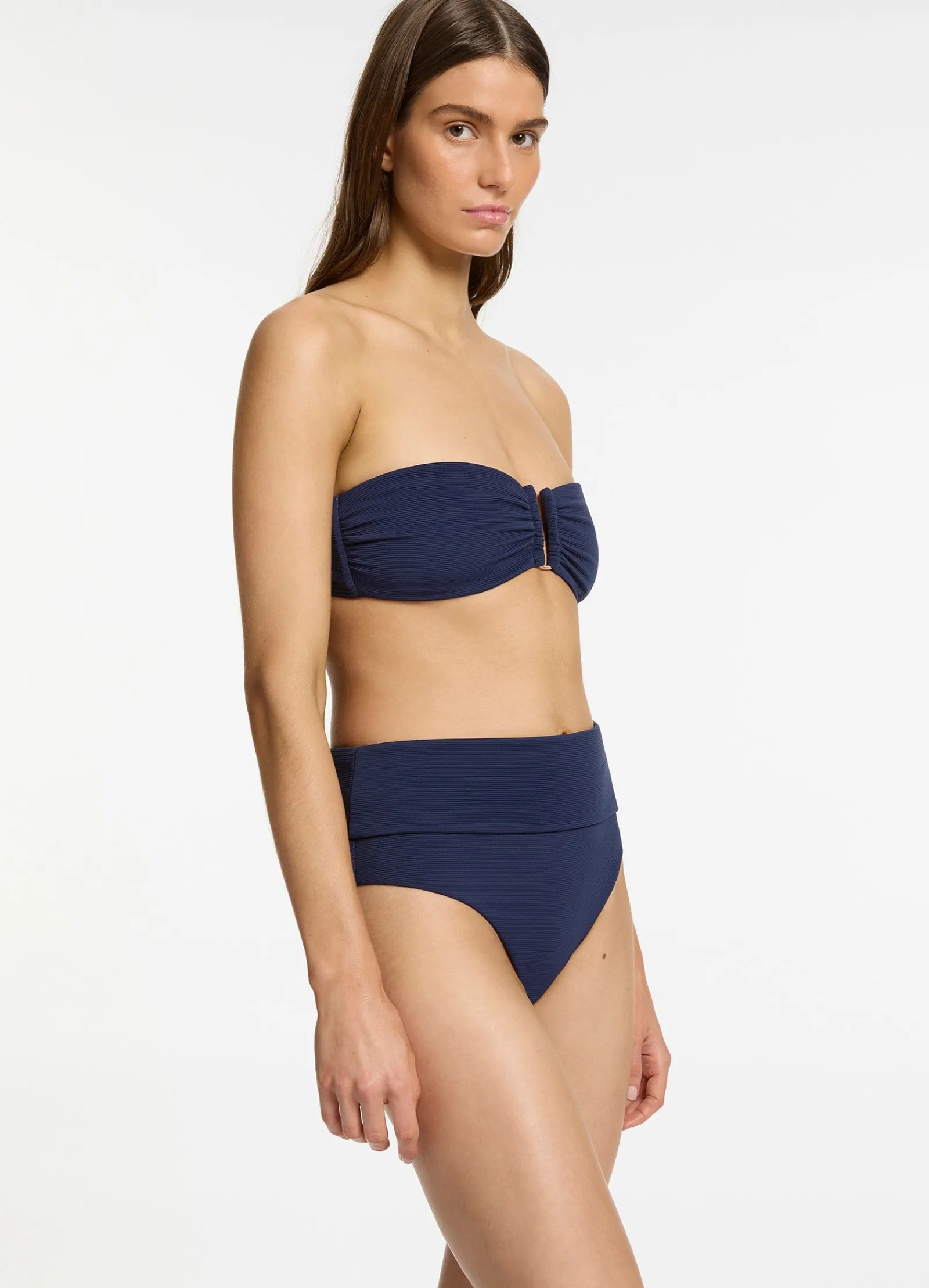 Seafolly Isla Rib Fold Down High Waisted Bikini Bottom -