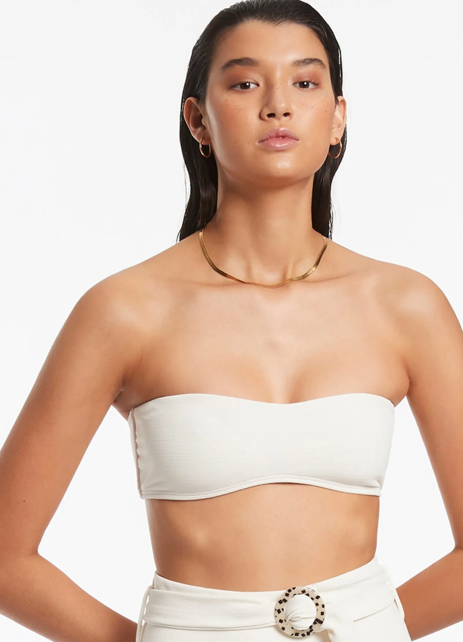 Seafolly Isla Rib Minimal Bandeau Bikini Top -