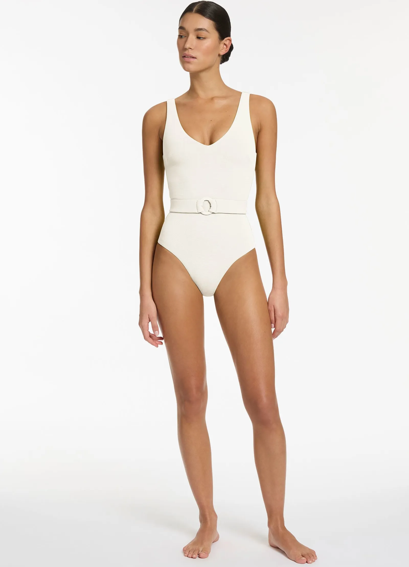 Seafolly Isla Rib V-Neckline Belted One Piece -