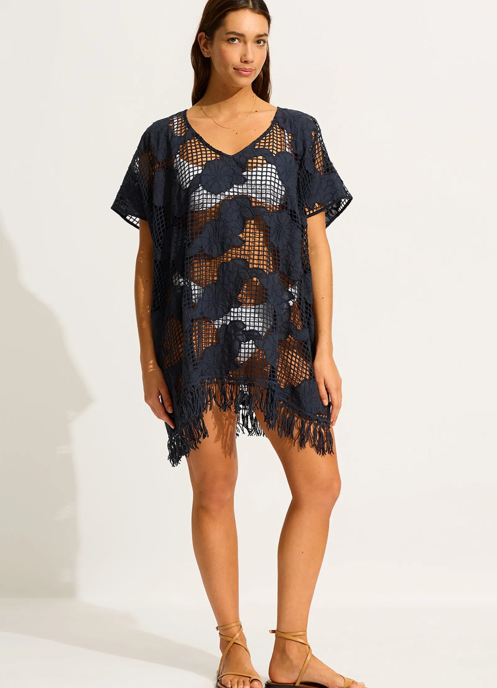 Seafolly Mesh Kaftan - True Navy