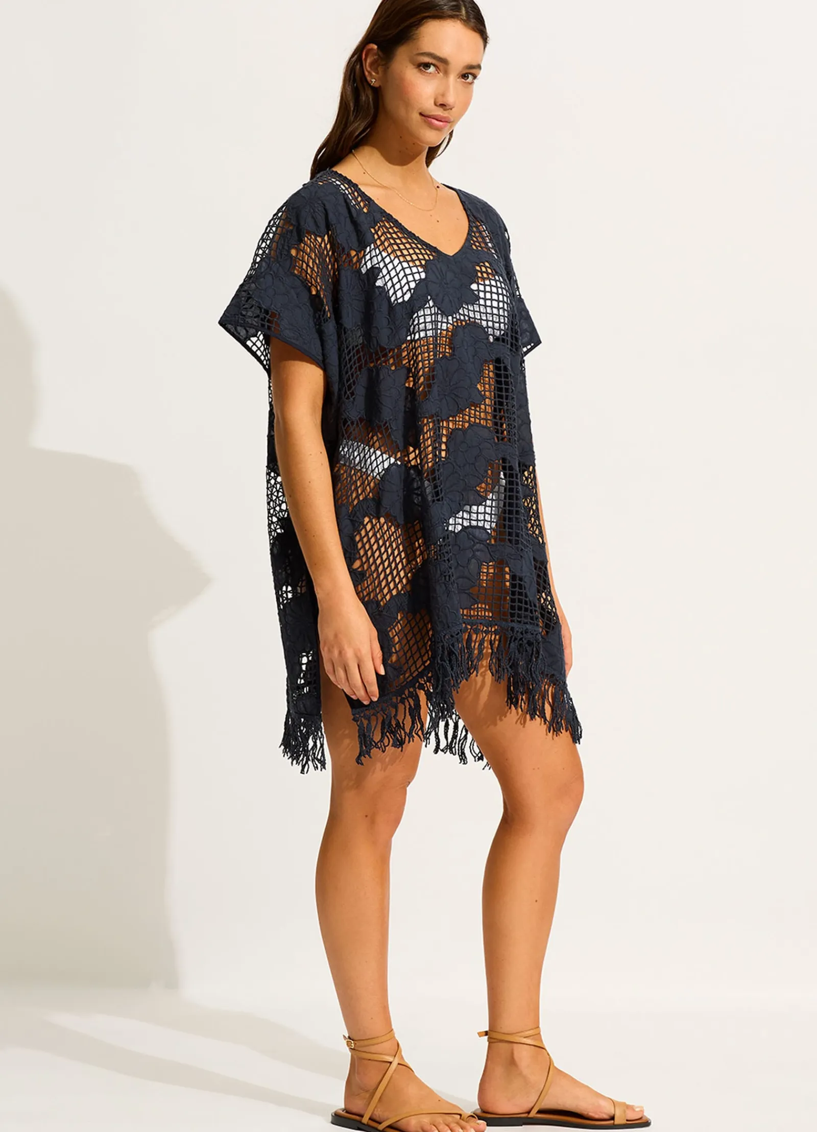 Seafolly Mesh Kaftan - True Navy