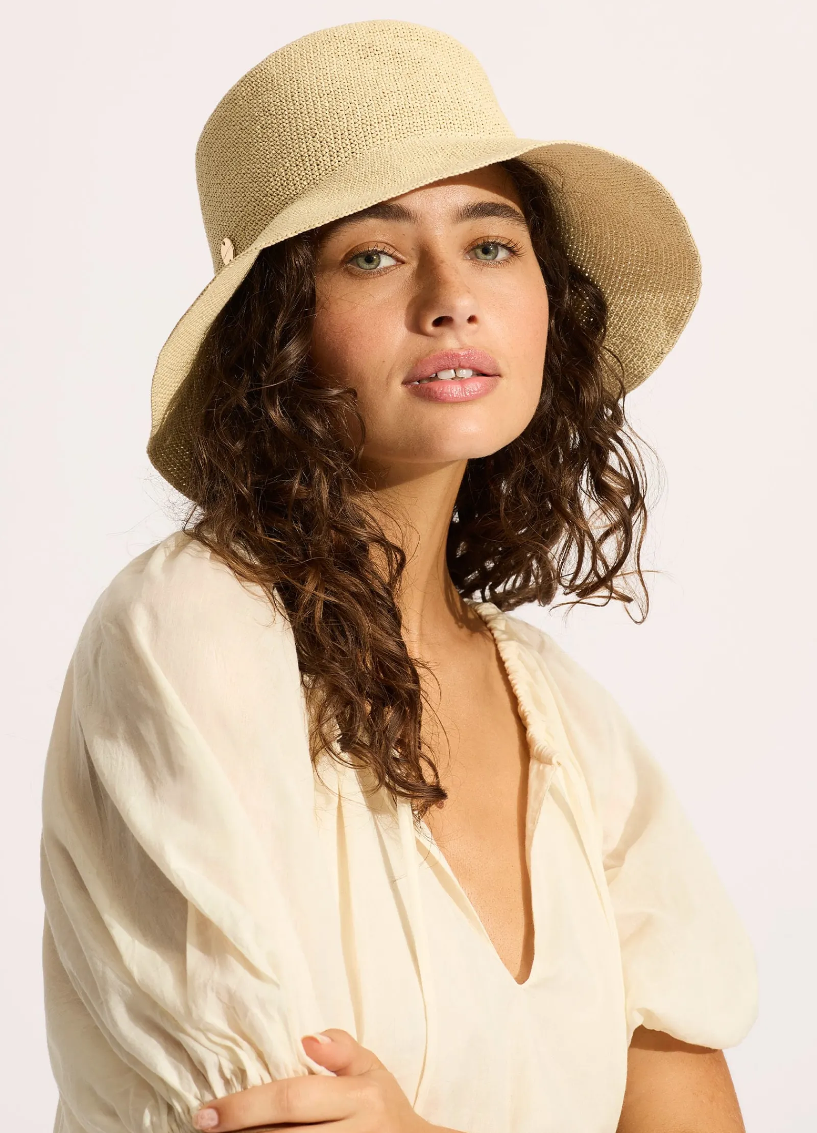 Seafolly Packable Raffia Bucket Hat -