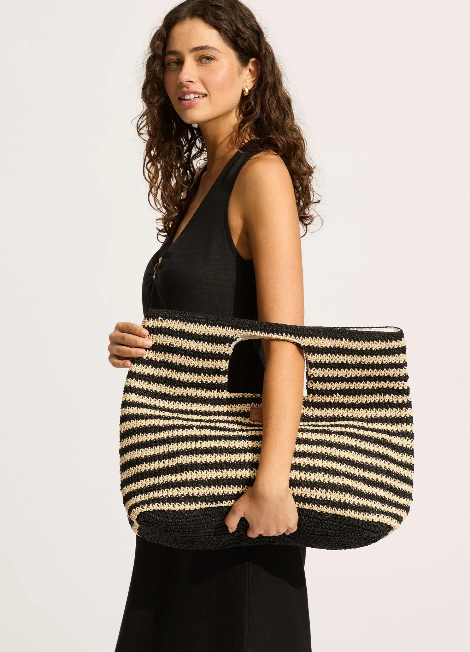 Seafolly Raffia Stripe Basket Bag -