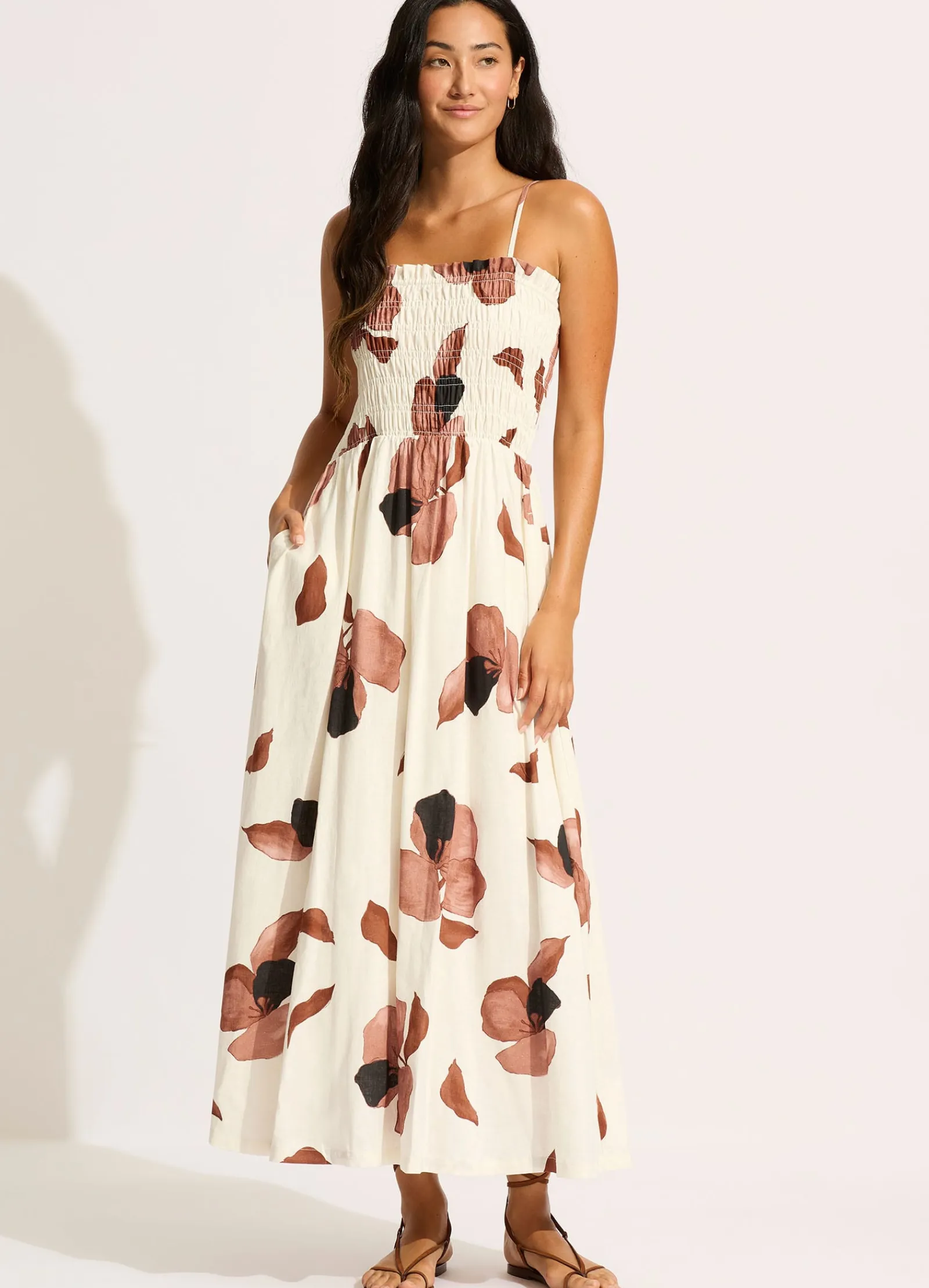 Seafolly Secret Garden Shirred Maxi Dress -