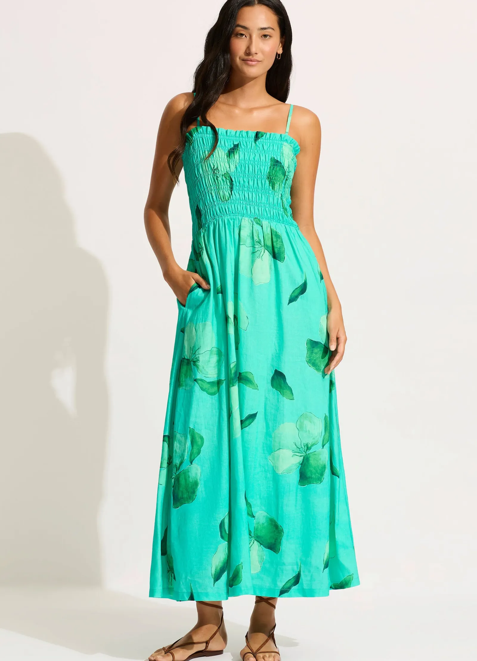 Seafolly Secret Garden Shirred Maxi Dress -