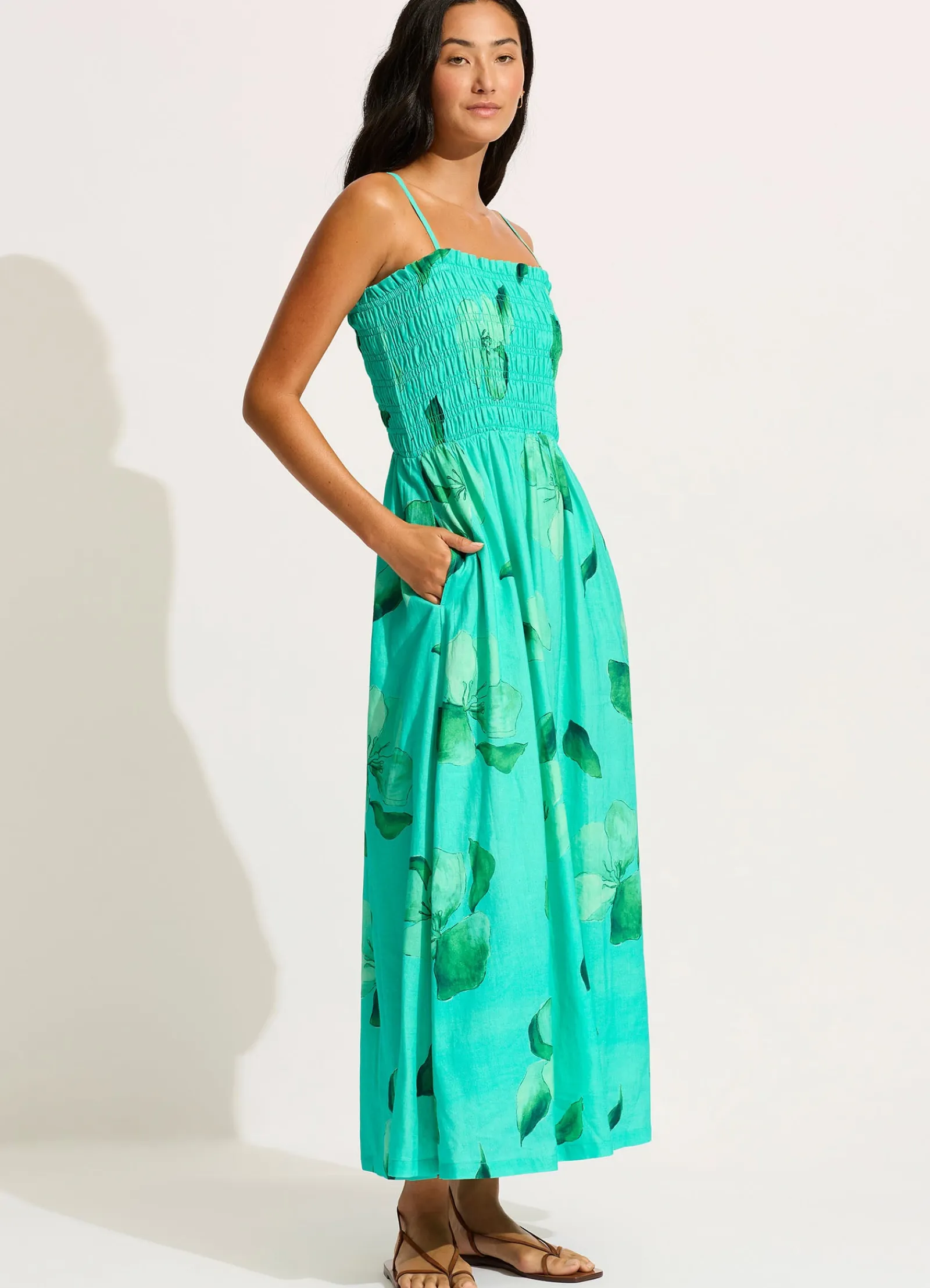 Seafolly Secret Garden Shirred Maxi Dress -