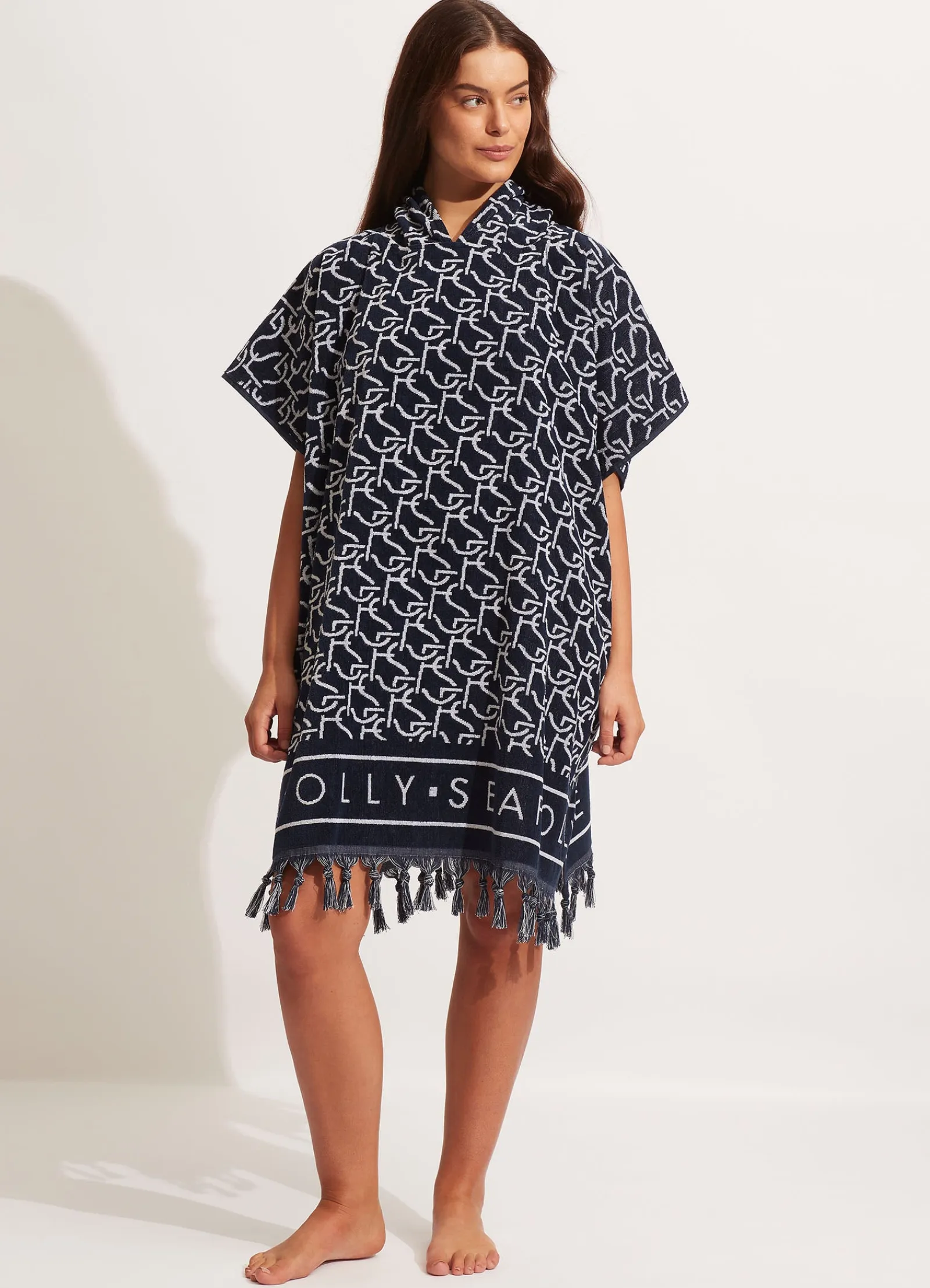 Seafolly SF Monogram Towel Poncho - True Navy