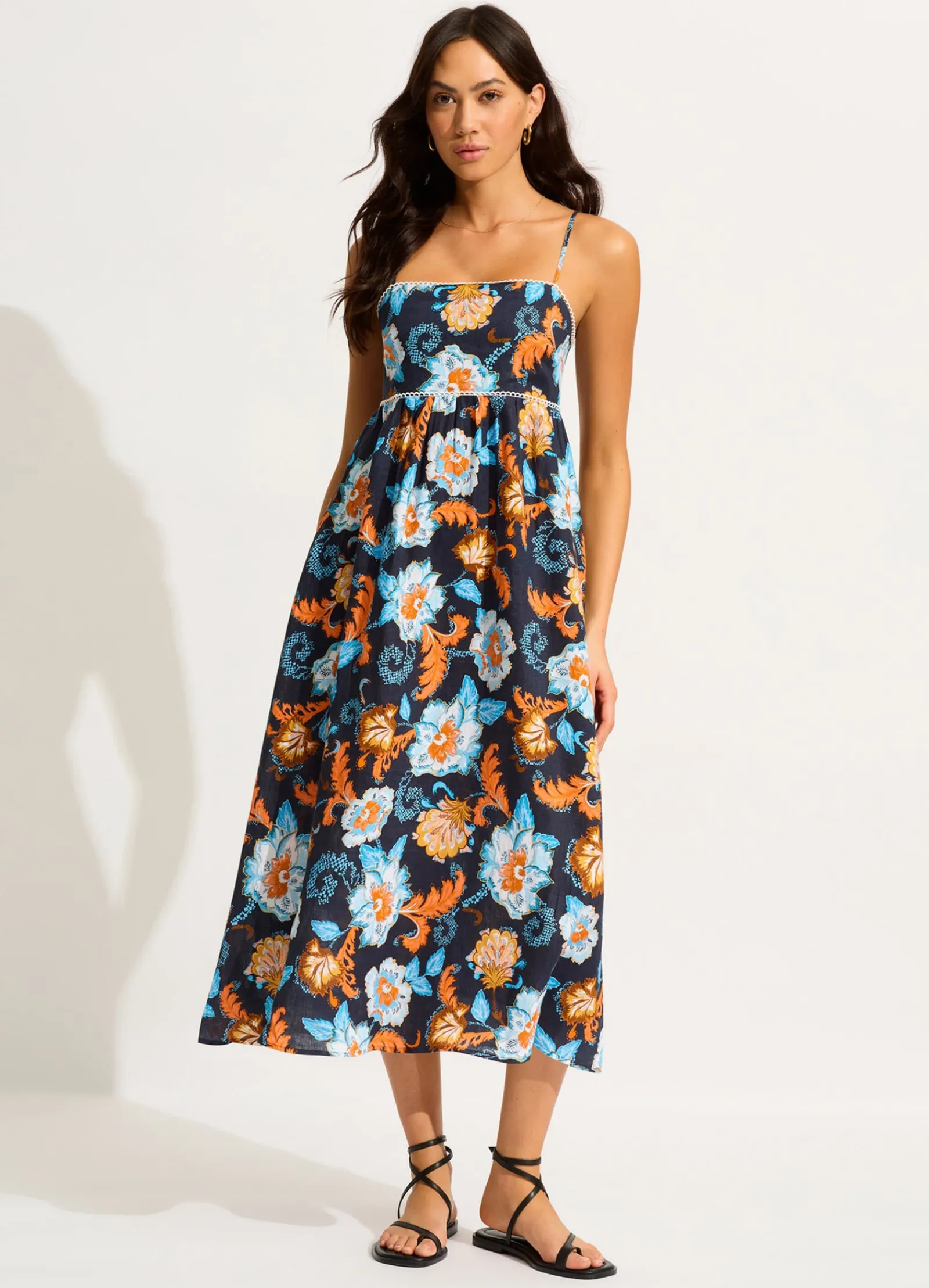 Seafolly Spring Festival Midi Dress - True Navy