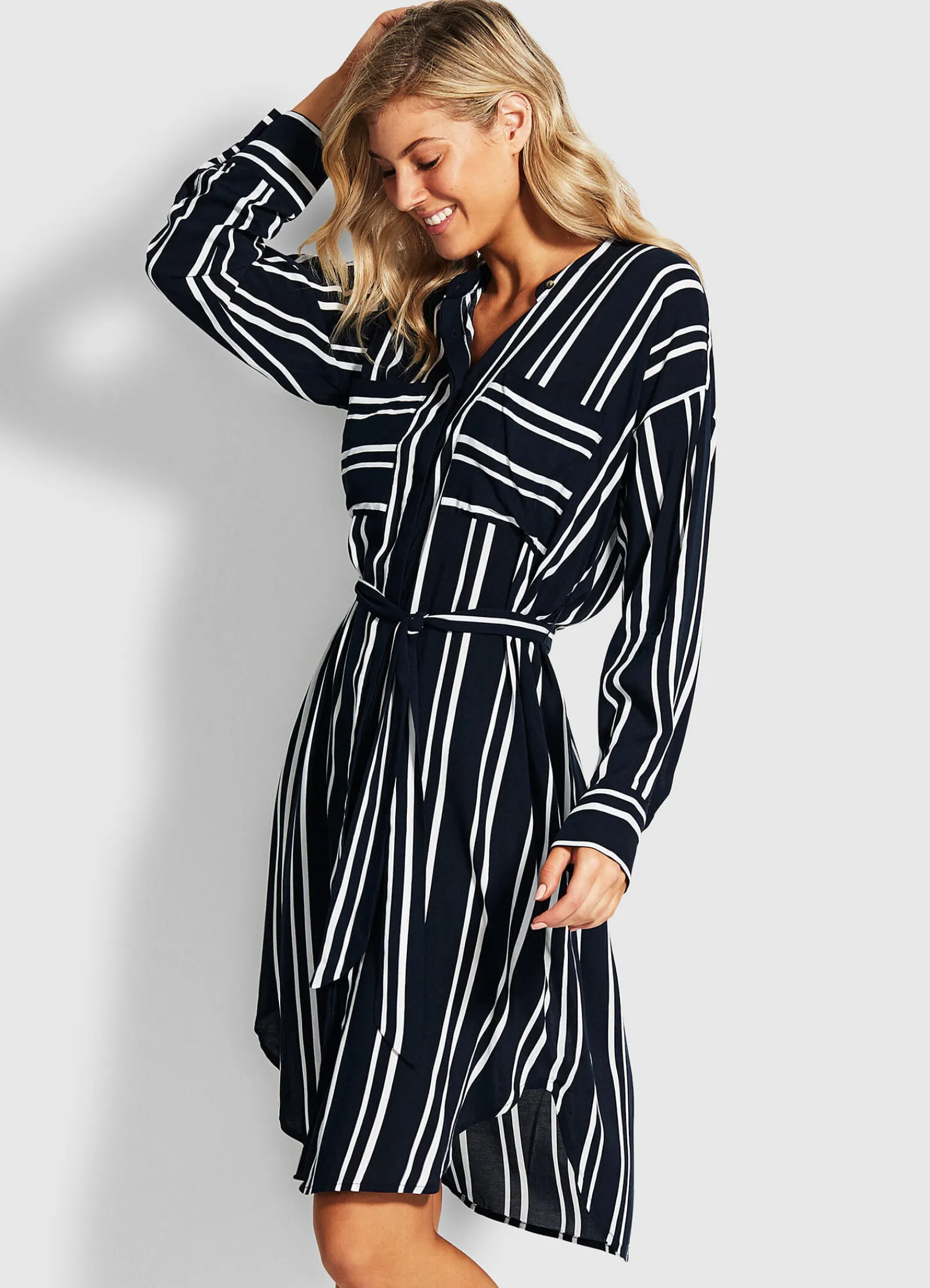 Seafolly Summer Sea Stripe Shirt Dress - Navy Stripe