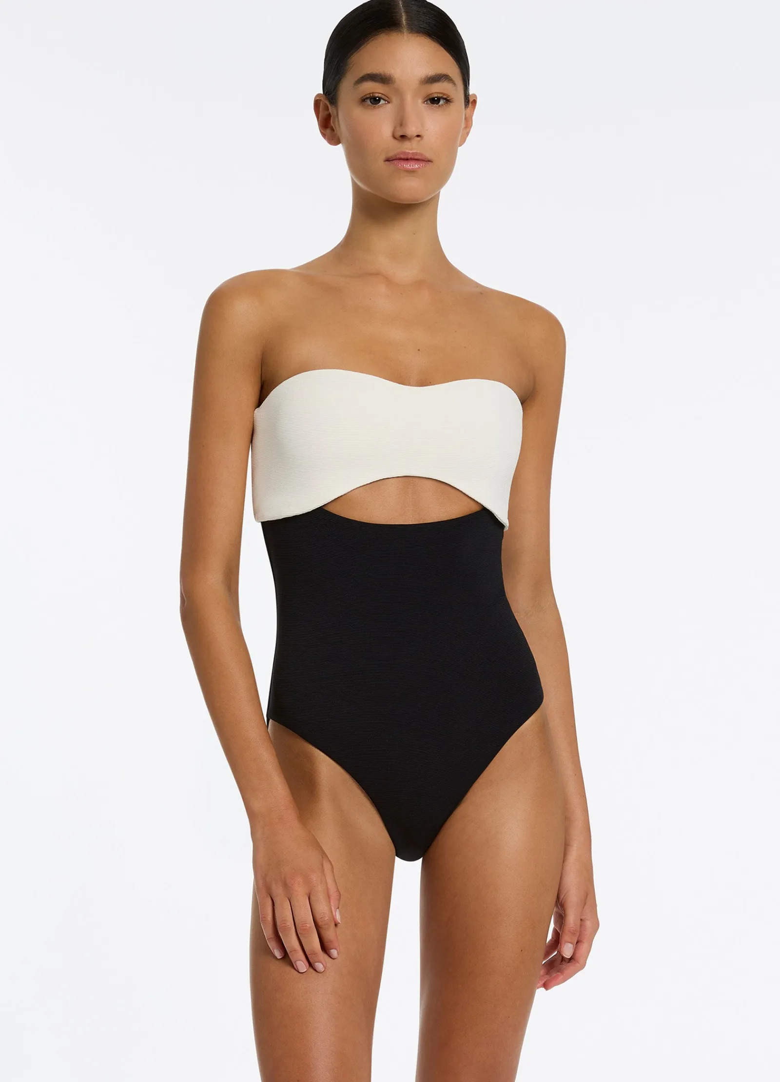 Seafolly Versa Rib Cut Out Bandeau One Piece -