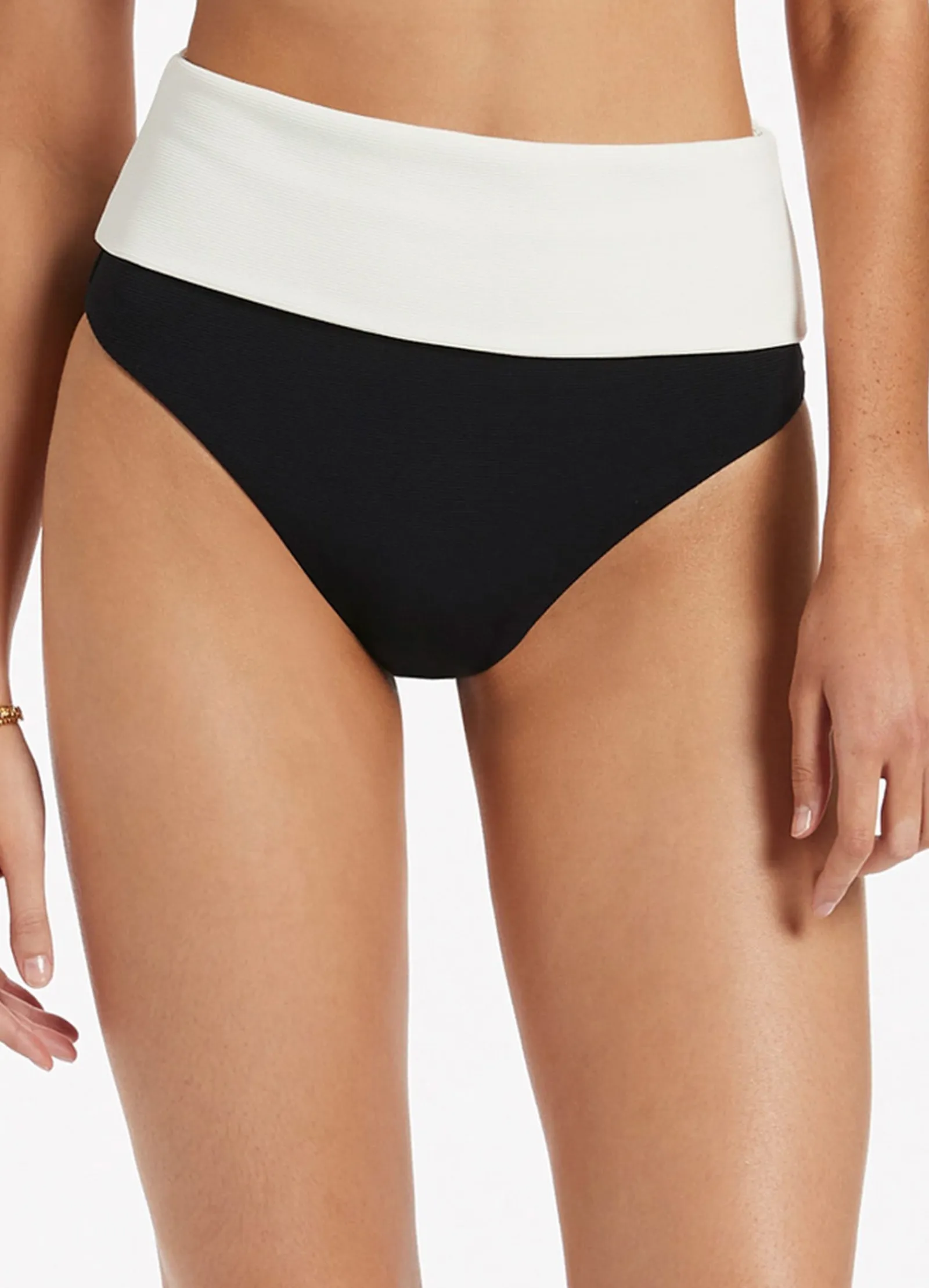 Seafolly Versa Rib Fold Down High Waisted Bikini Bottom -