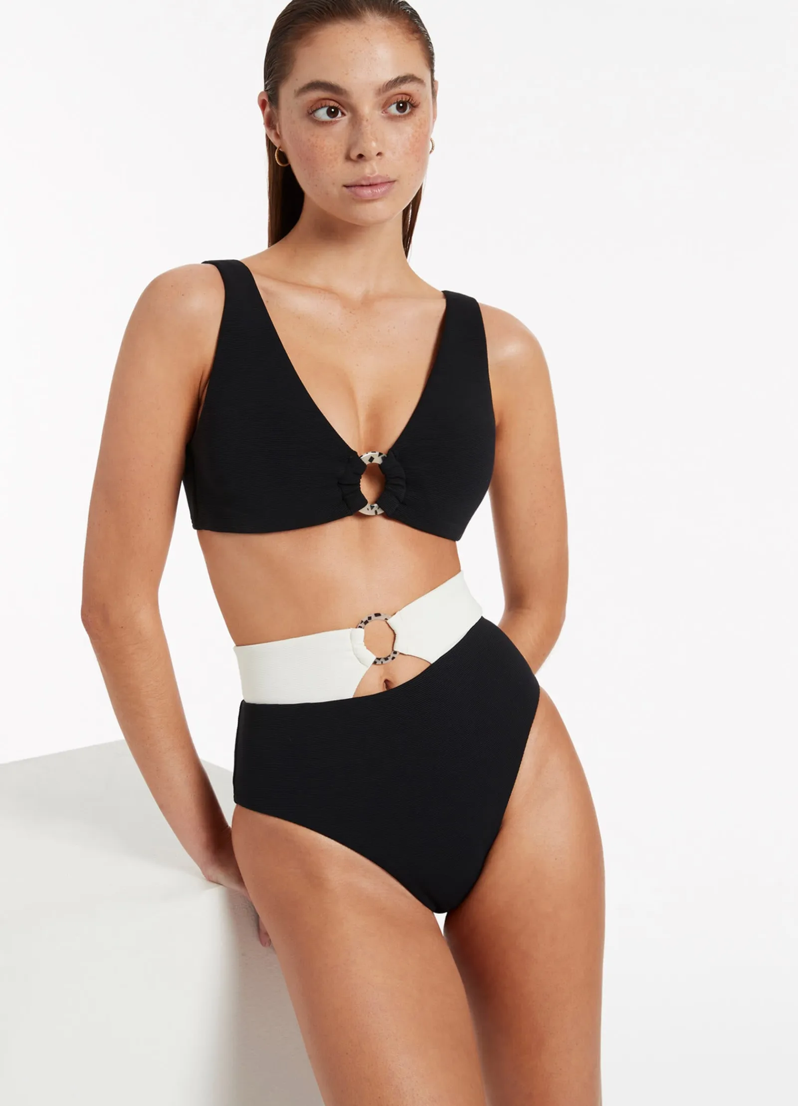 Seafolly Versa Rib High Waist Bikini Bottom -